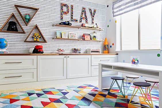 Built-in cabinets for kids playroom