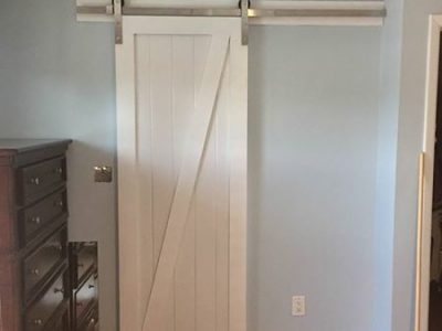 Z brace White Barn door and stainless steel track