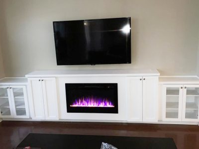 built-in fireplace cabinet