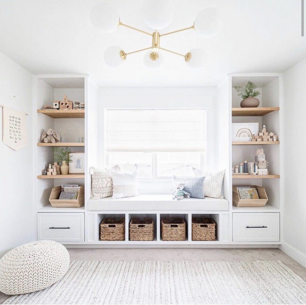 Playroom organization built-ins