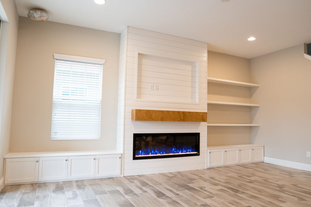 White fireplace built-in in Land O' Lakes Florida