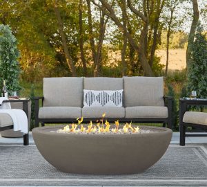 concrete oval firepit